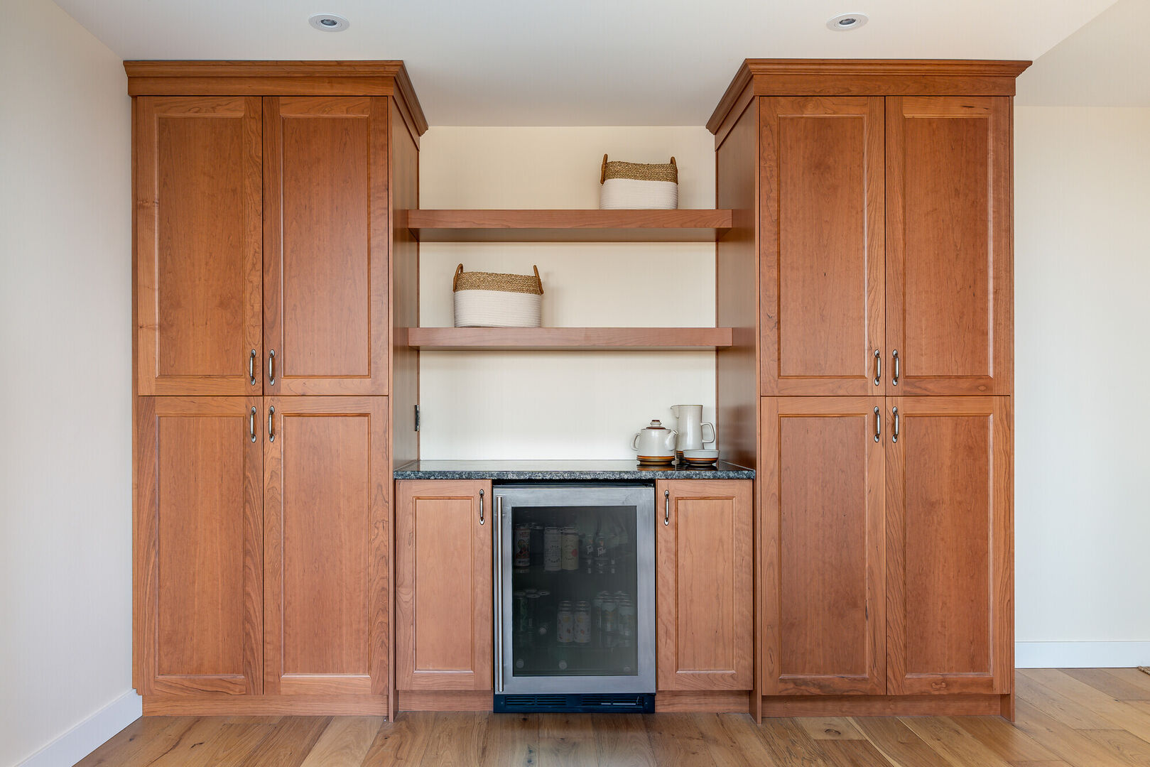 Modern open concept kitchen oak cabinets modern